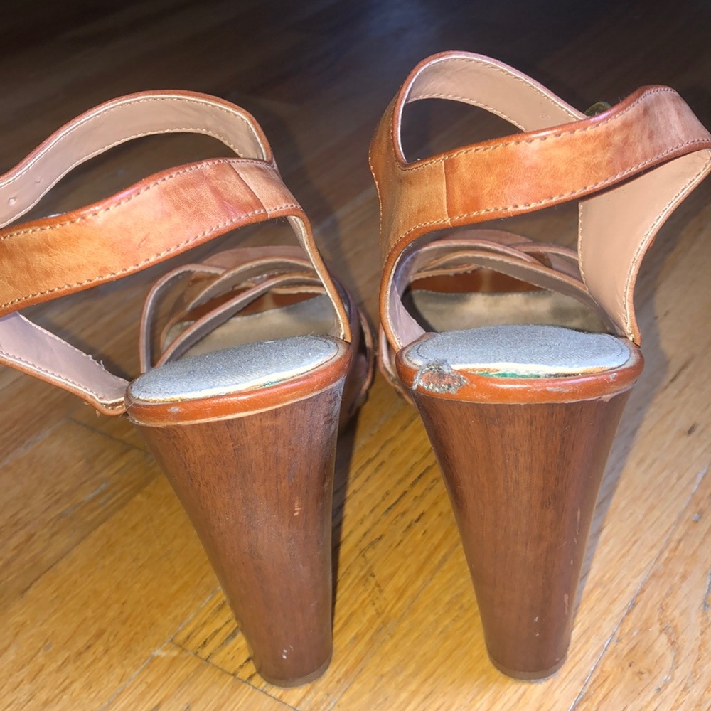 Sam Edelman tan leather wooden platform sandals - Picture 2 of 7
